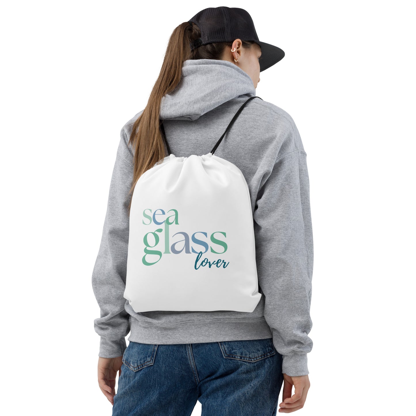 Sea Glass Lover Drawstring Bag